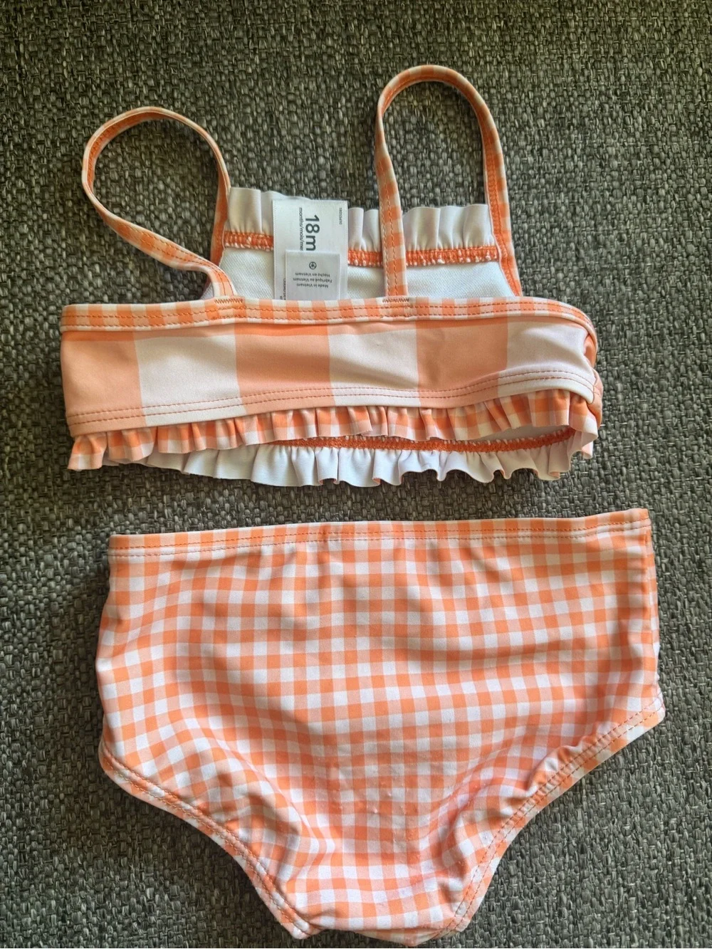 Carter's Orange and White Gingham Girls Two-Piece Swim Set